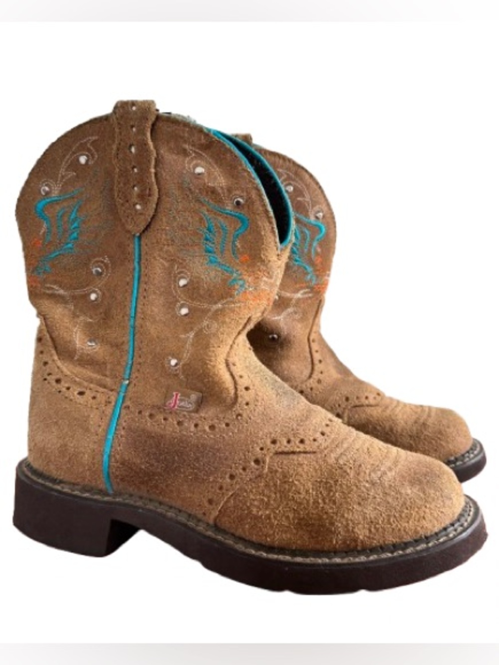 Justin Gypsy Western Boot Toast Brown Leather Embroidered Wings & Cross L9603 6B